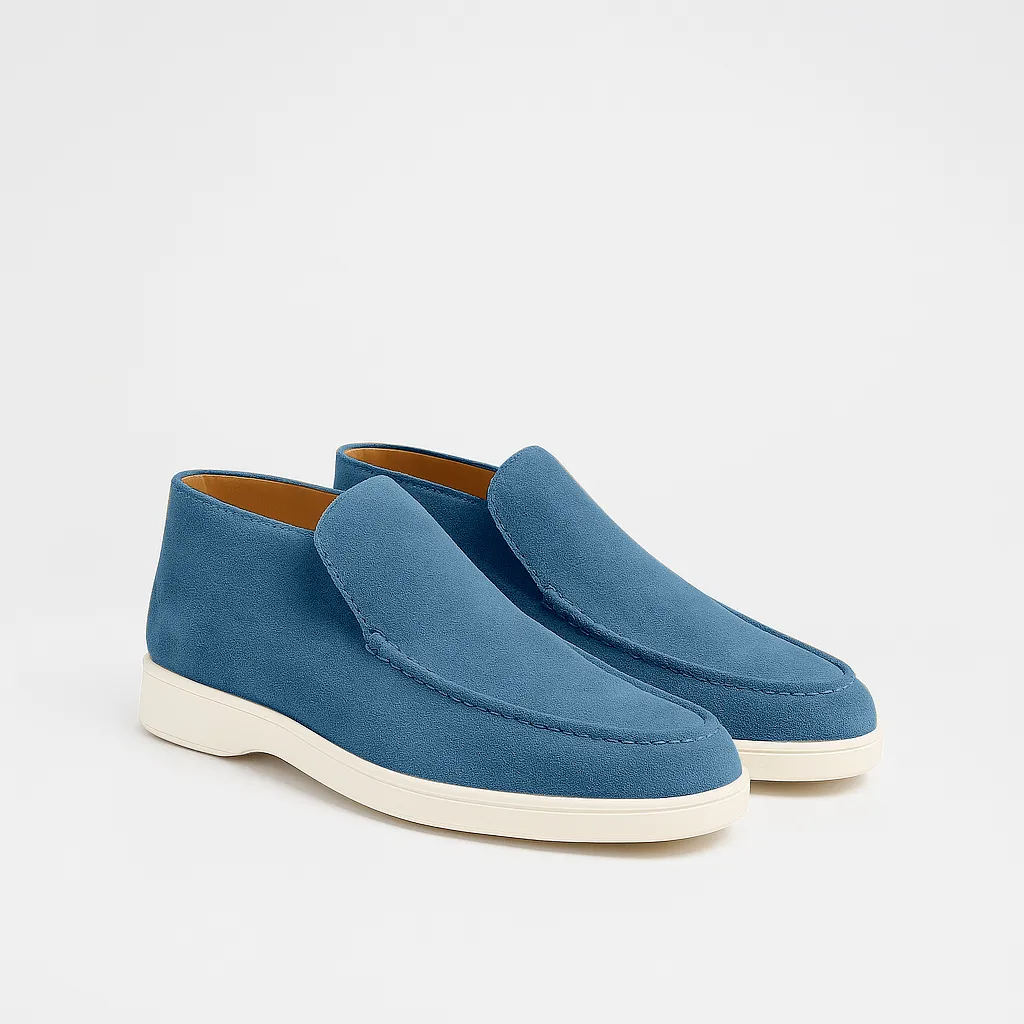 Men's – High Loafers – Suede Material, Classic Design – Smart Casual Footwear