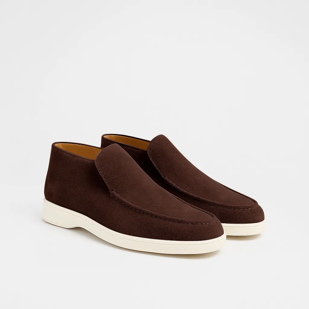 Men's – High Loafers – Suede Material, Classic Design – Smart Casual Footwear