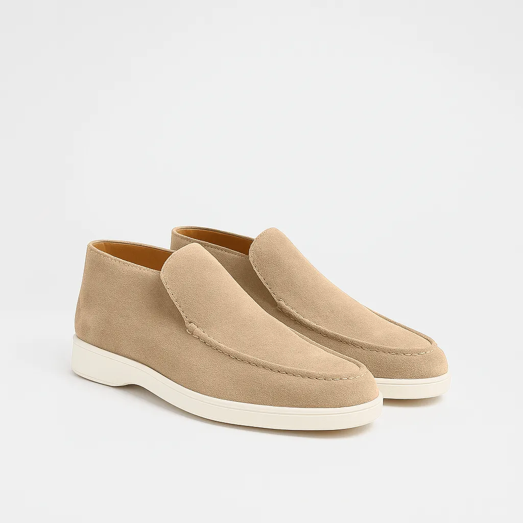 Men's – High Loafers – Suede Material, Classic Design – Smart Casual Footwear