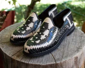 MENS LEATHER 2 TONE MEXICAN MOCASSIN SHOE SANDALS