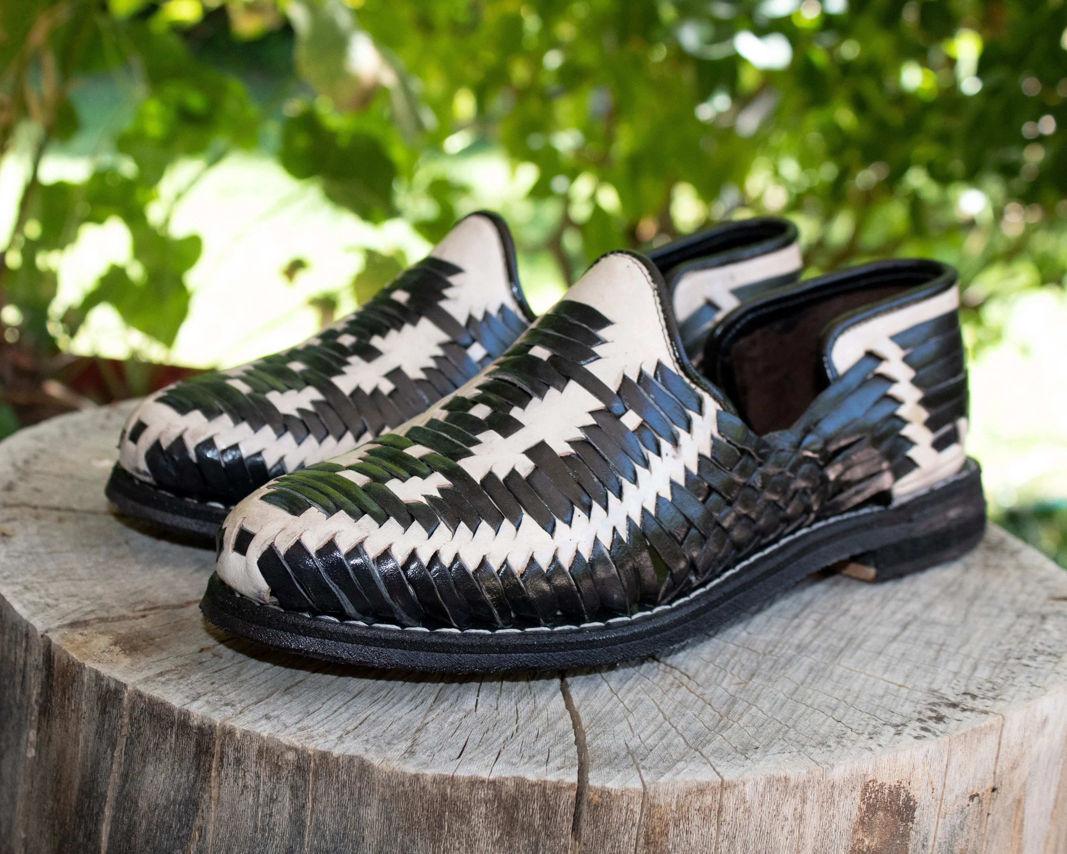 MENS LEATHER 2 TONE MEXICAN MOCASSIN SHOE SANDALS