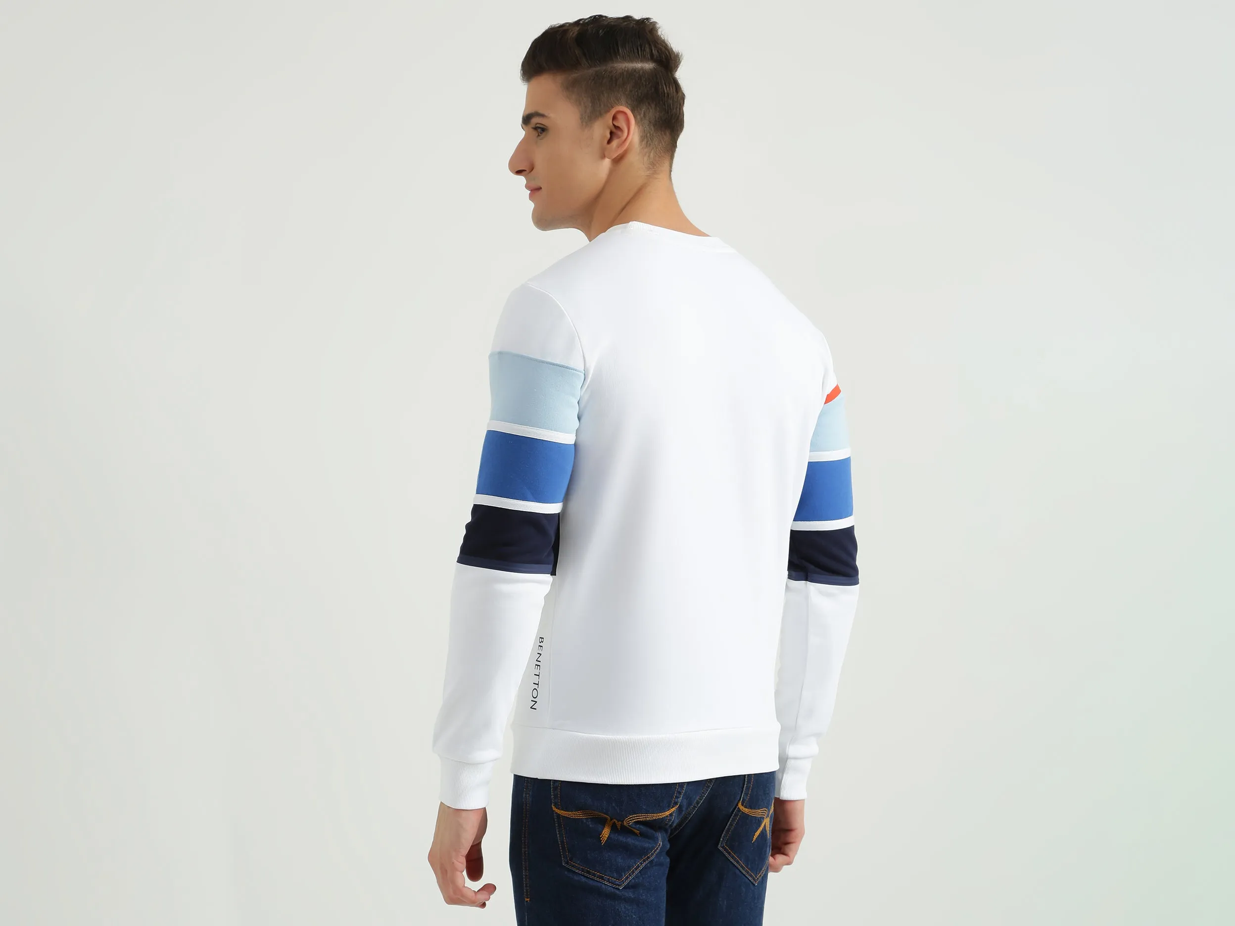 Mens Long Sleeve Stripe Sweatshirt