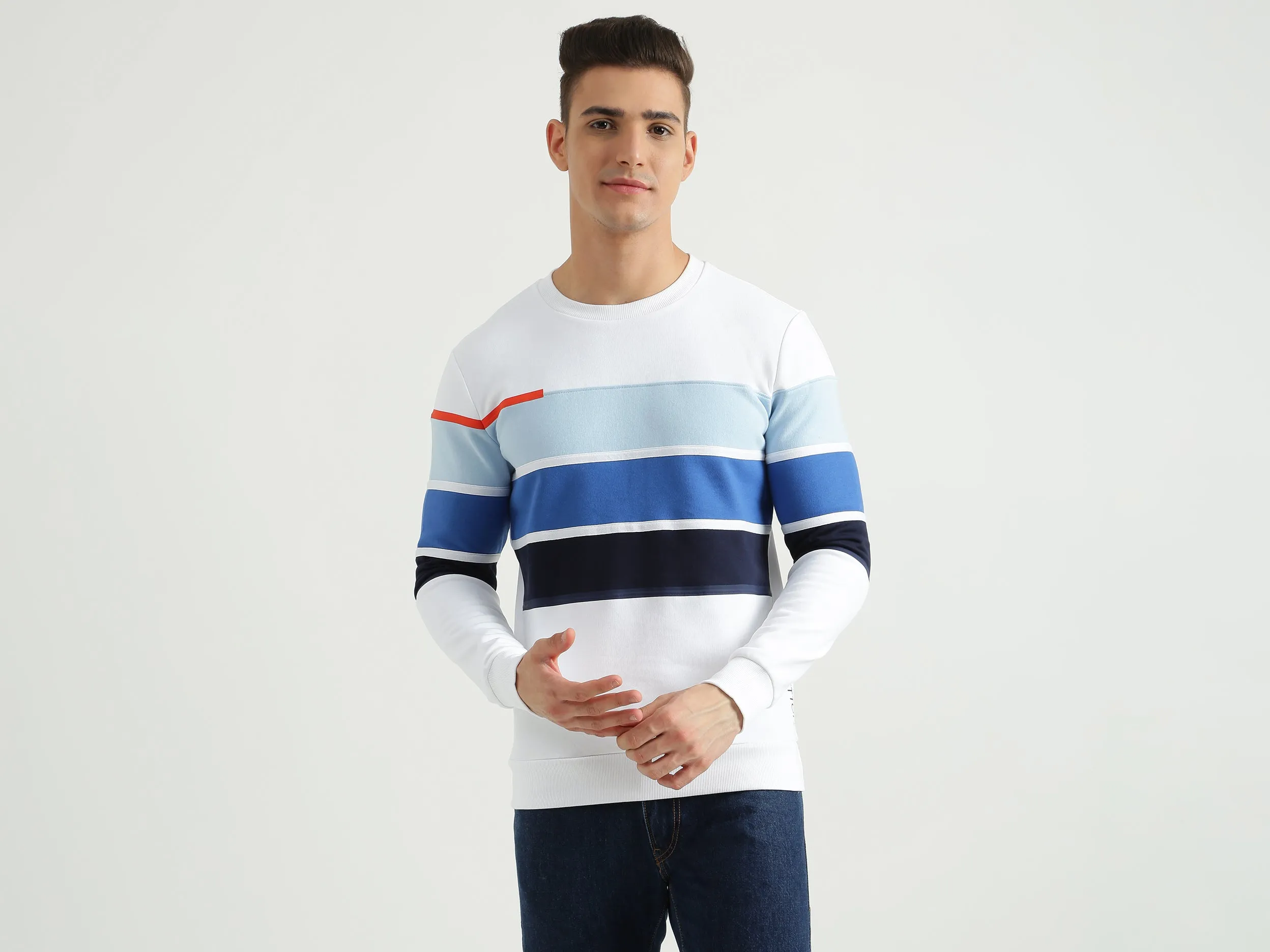 Mens Long Sleeve Stripe Sweatshirt