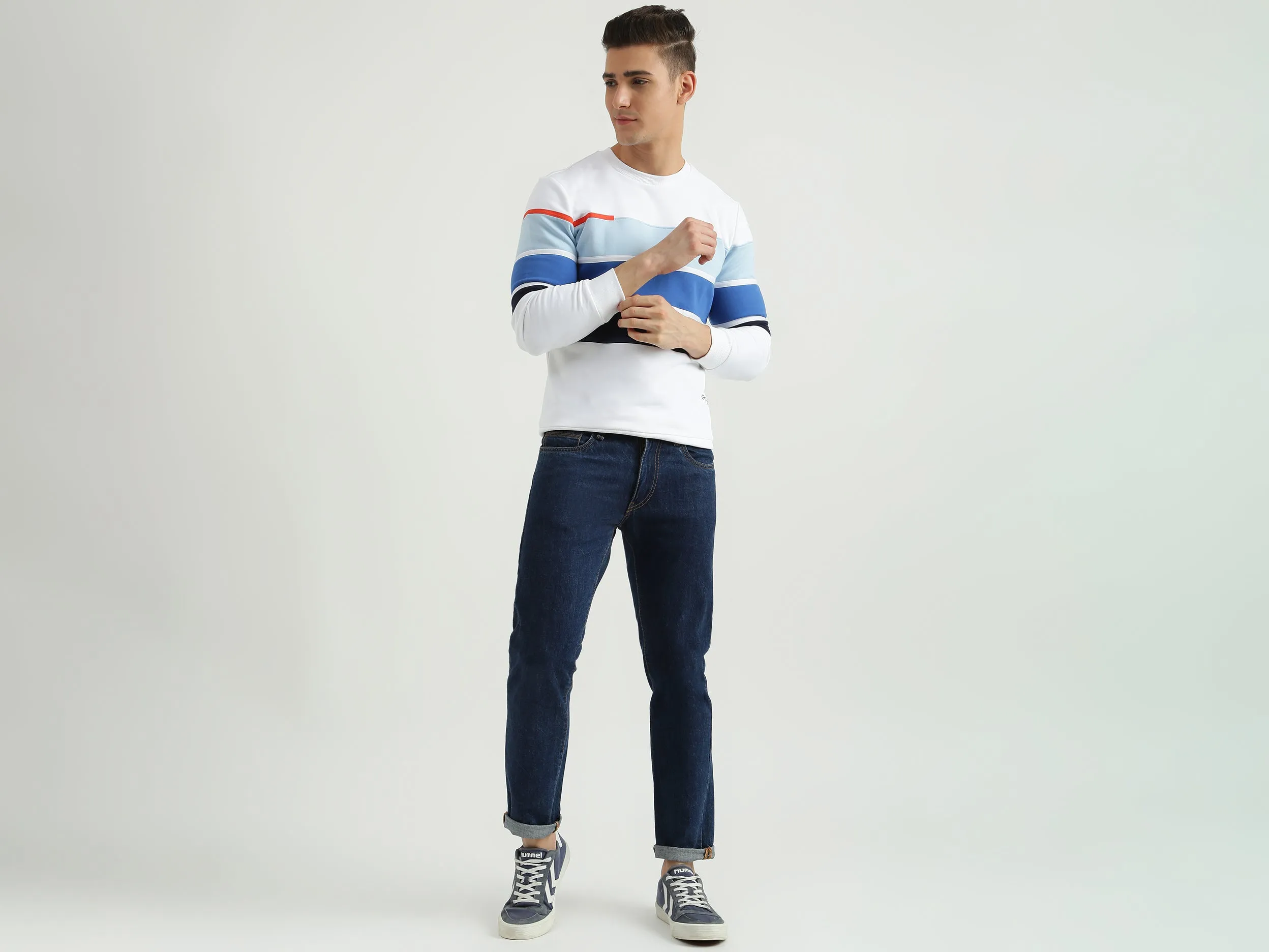 Mens Long Sleeve Stripe Sweatshirt