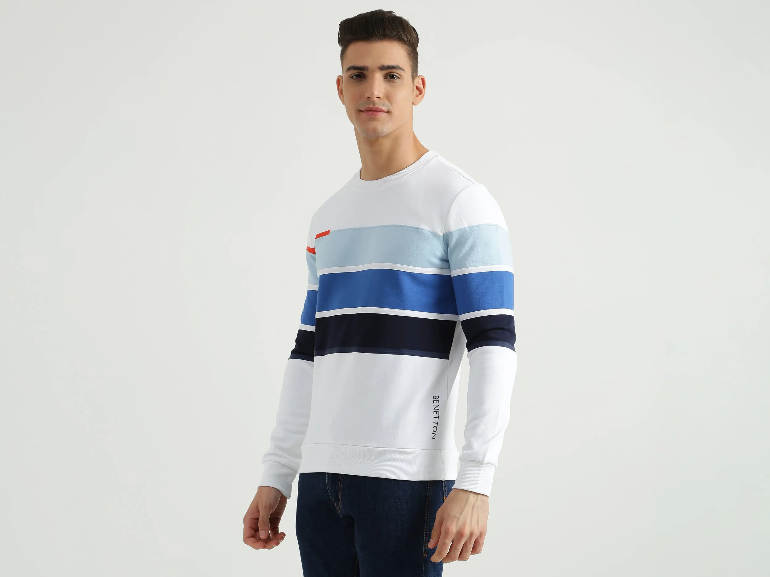 Mens Long Sleeve Stripe Sweatshirt
