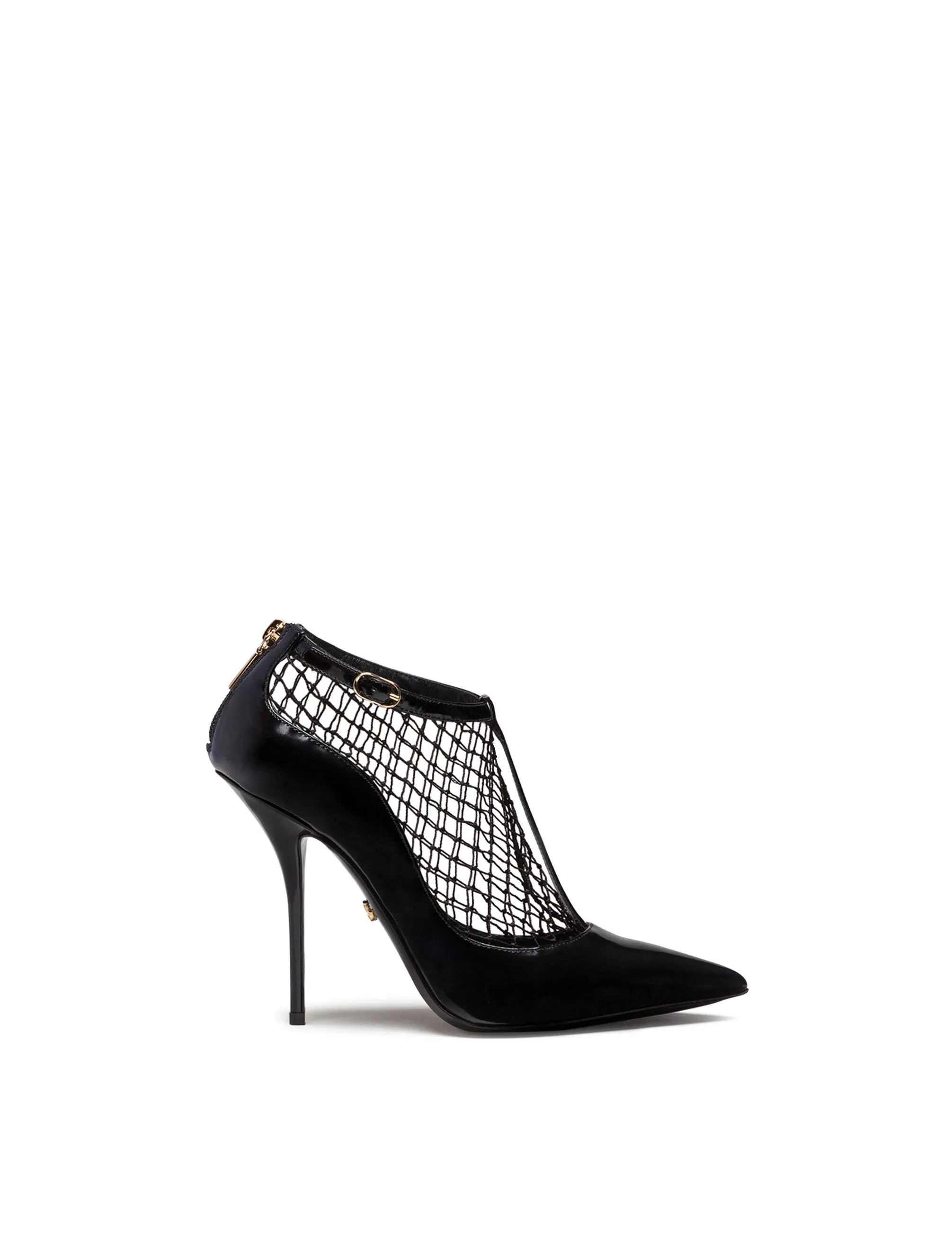 Mesh t-strap heels