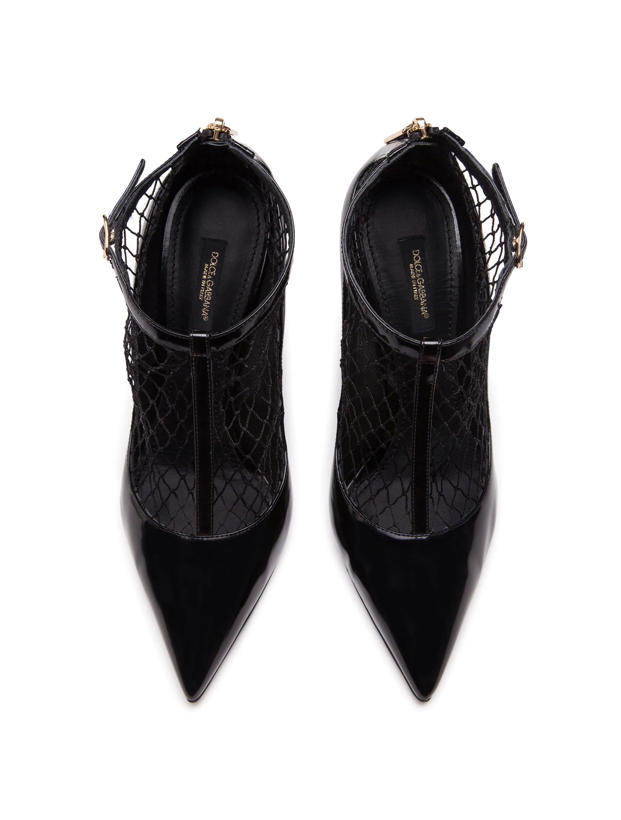 Mesh t-strap heels