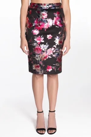 METALLIC FLORAL PENCIL SKIRT | OLIVIA