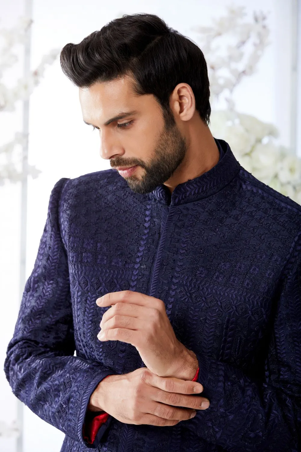 Midnight Blue Sherwani Set