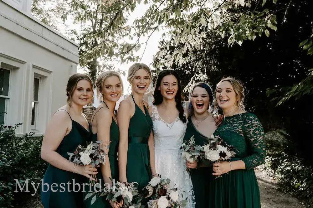 Mismatched Elegant Halter Sleeveless A-line Bridesmaid Dressess, BDS0344