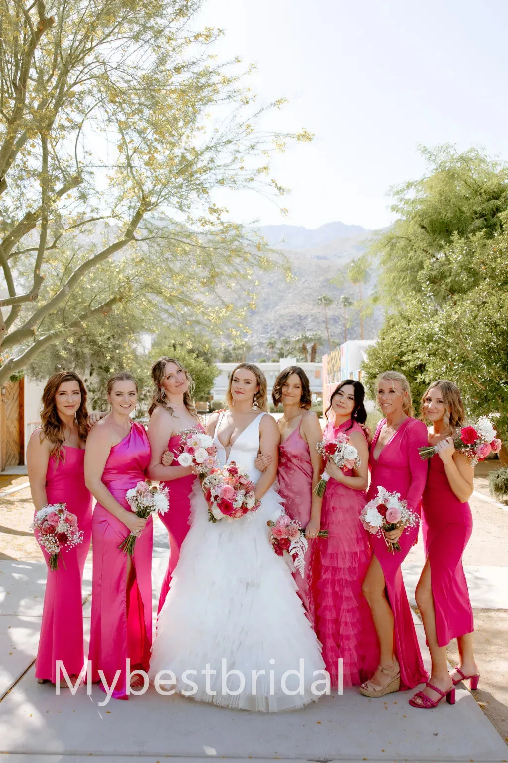 Mismatched Elegant One shoulder Simple Long Mermaid Bridesmaid Dressess, BDS0299
