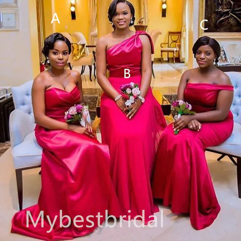 Mismatched Elegant One shoulder Sleeveless Sheath Bridesmaid Dressess, BDS0323