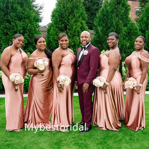Mismatched Off-shoulder Sweetheart Elegant Simple Long Bridesmaid Dressess, BDS0275