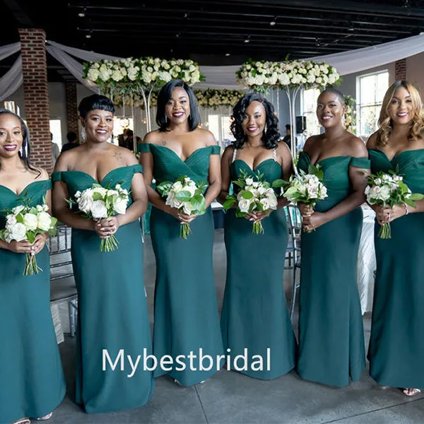 Mismatched off-shoulder Sweetheart Mermaid Floor-length Elegant Simple Long Bridesmaid Dresses, BDS0261