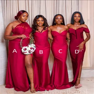 Mismatched Sweetheart One-shoulder side silt  Elegant Simple Pretty Long Bridesmaid Dresses,BDS0214
