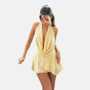 Monacogents | Elegant Women's Backless Halter Mini Dress