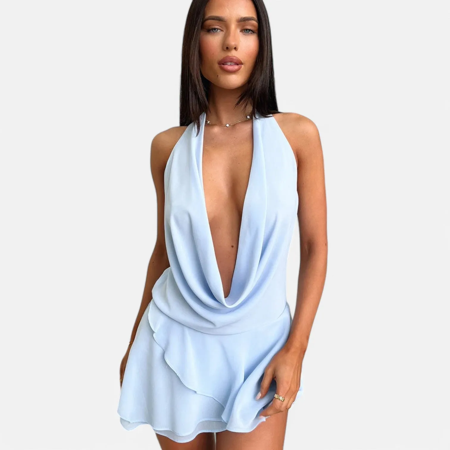Monacogents | Elegant Women's Backless Halter Mini Dress