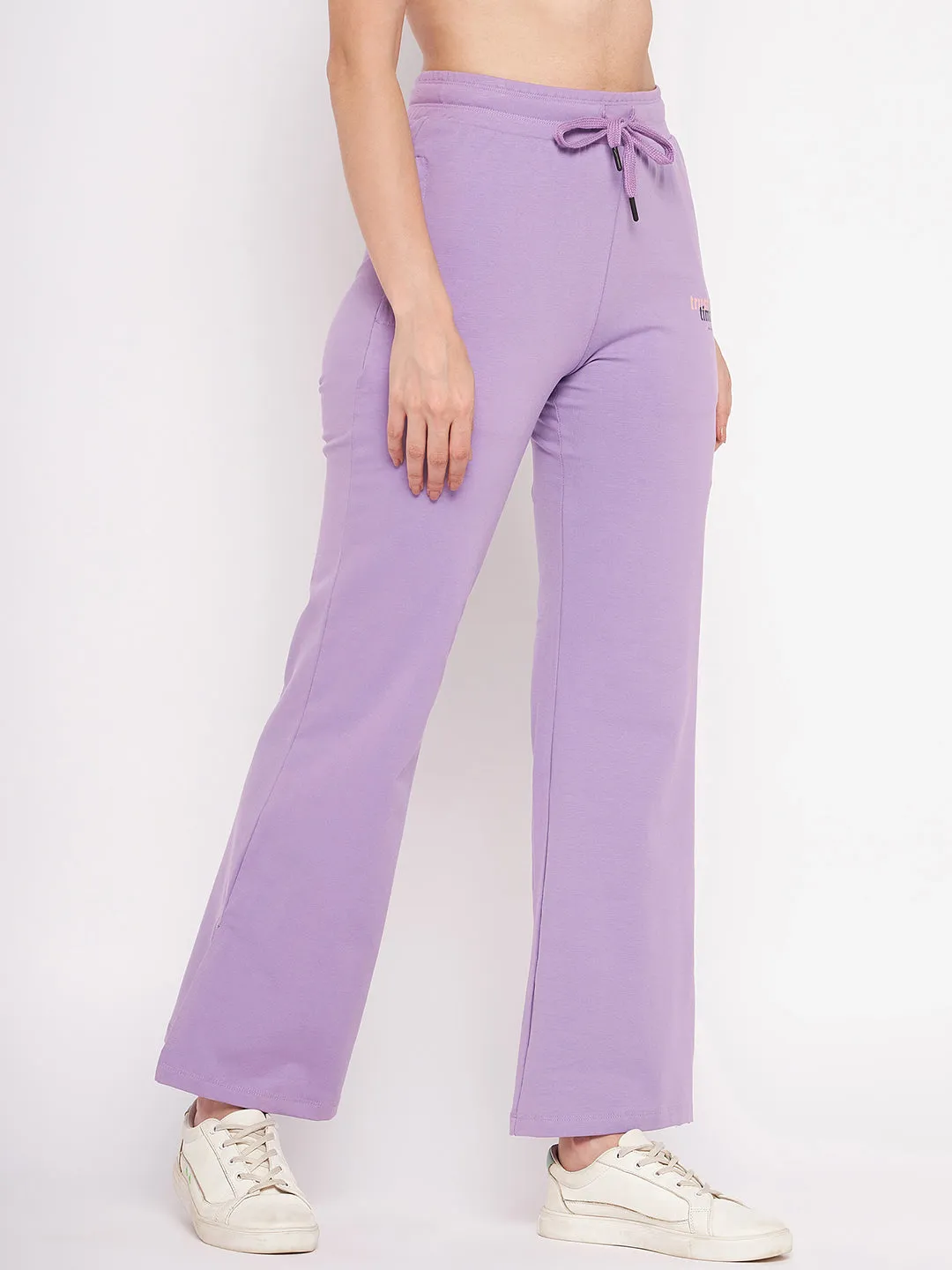 mSECRET Solid Mauve Flared Pocket Trackpants