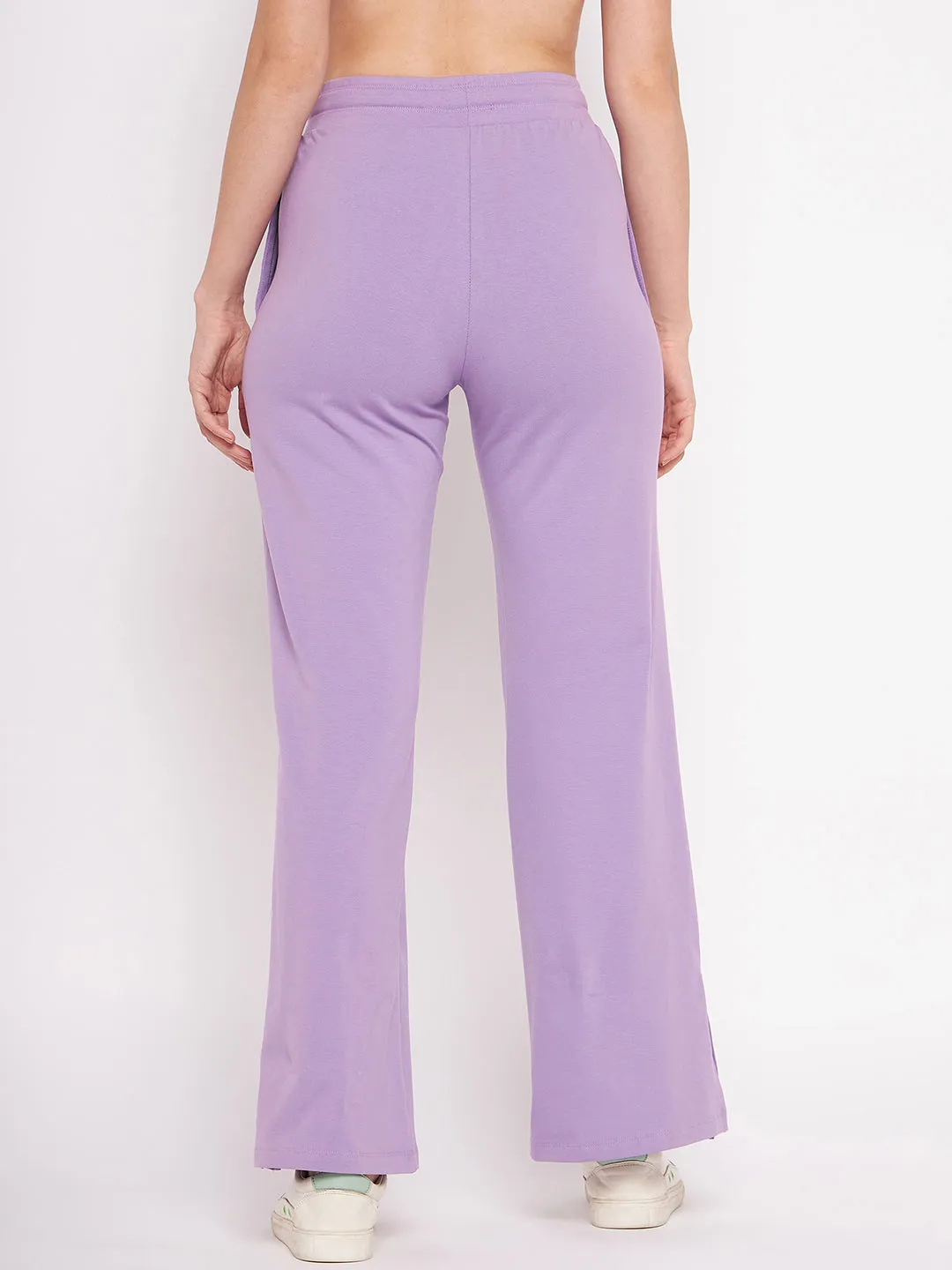 mSECRET Solid Mauve Flared Pocket Trackpants