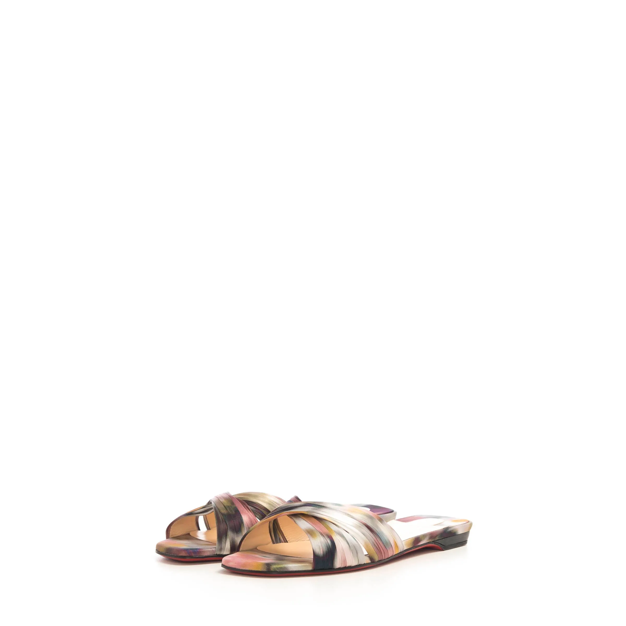 Multi Flat Crepe Satin Nicol Is Back Mules