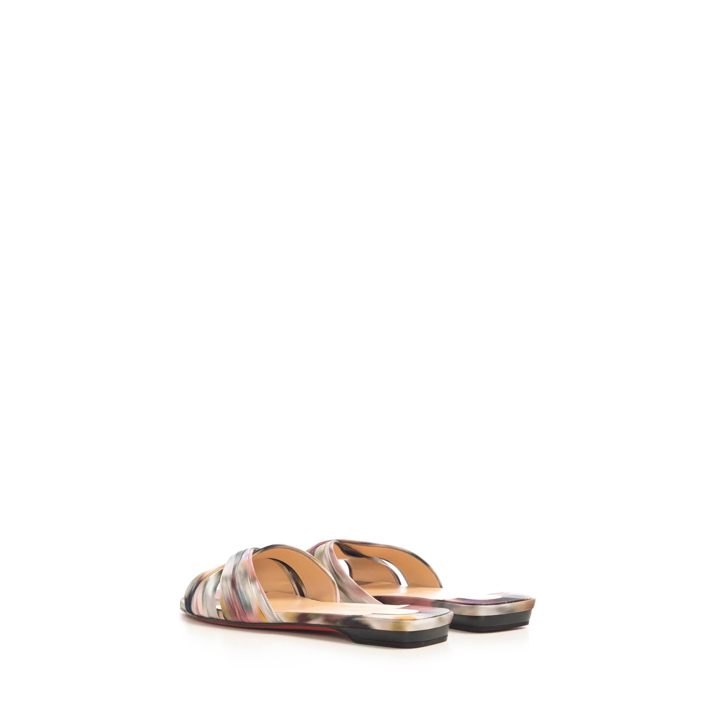 Multi Flat Crepe Satin Nicol Is Back Mules