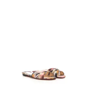 Multi Flat Crepe Satin Nicol Is Back Mules