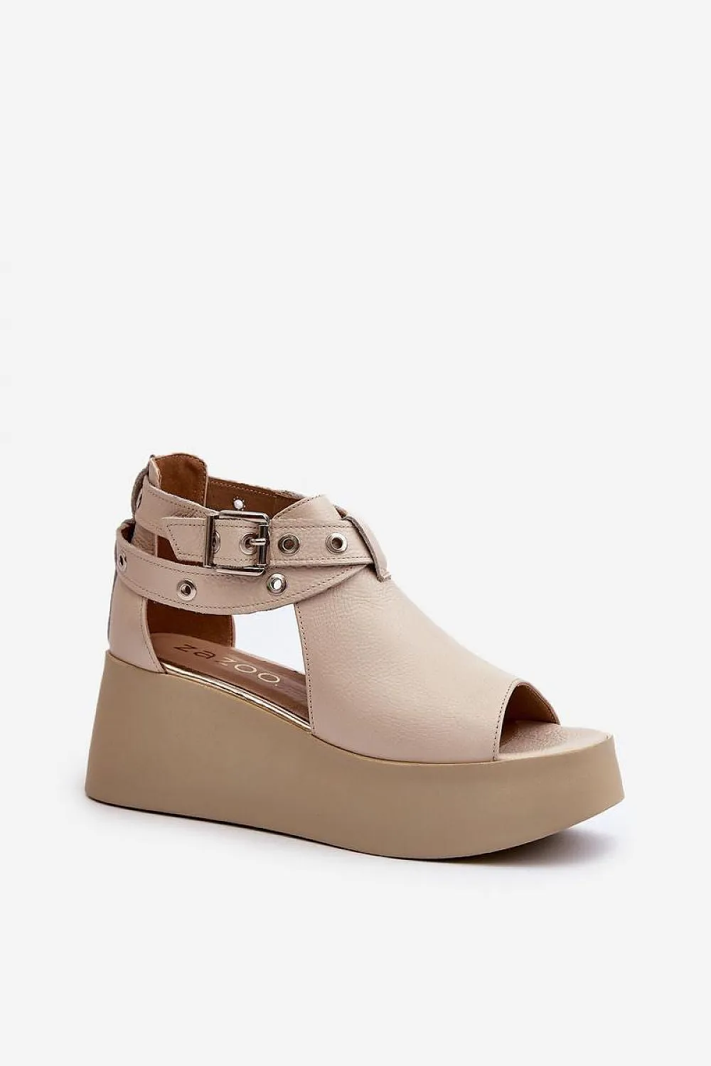 Natural leather buskin sandals