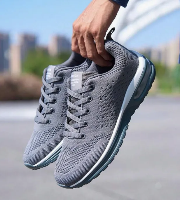 NEW Men's Comfortable Air Cushion Anti-Skid Wear-Resistant Trendy Outdoor Sneakers, Grey, Sz 9