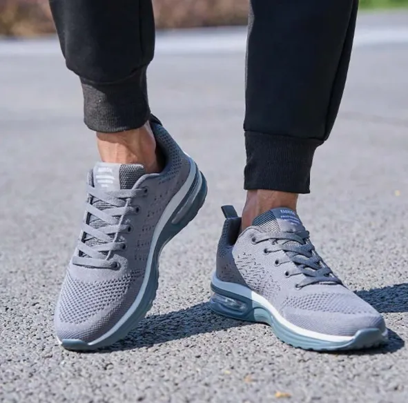 NEW Men's Comfortable Air Cushion Anti-Skid Wear-Resistant Trendy Outdoor Sneakers, Grey, Sz 9