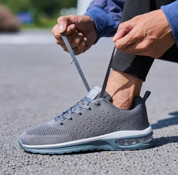 NEW Men's Comfortable Air Cushion Anti-Skid Wear-Resistant Trendy Outdoor Sneakers, Grey, Sz 9