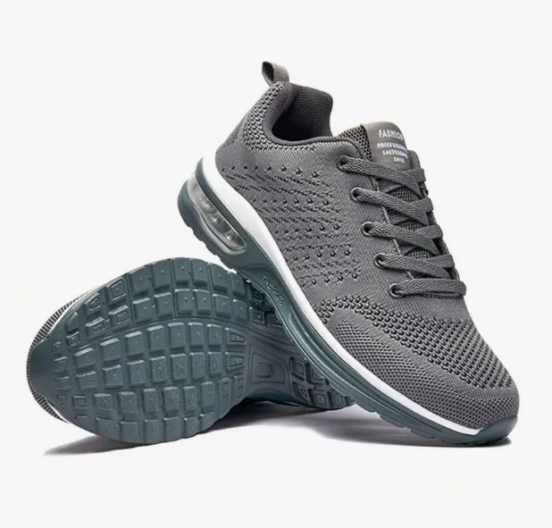 NEW Men's Comfortable Air Cushion Anti-Skid Wear-Resistant Trendy Outdoor Sneakers, Grey, Sz 9