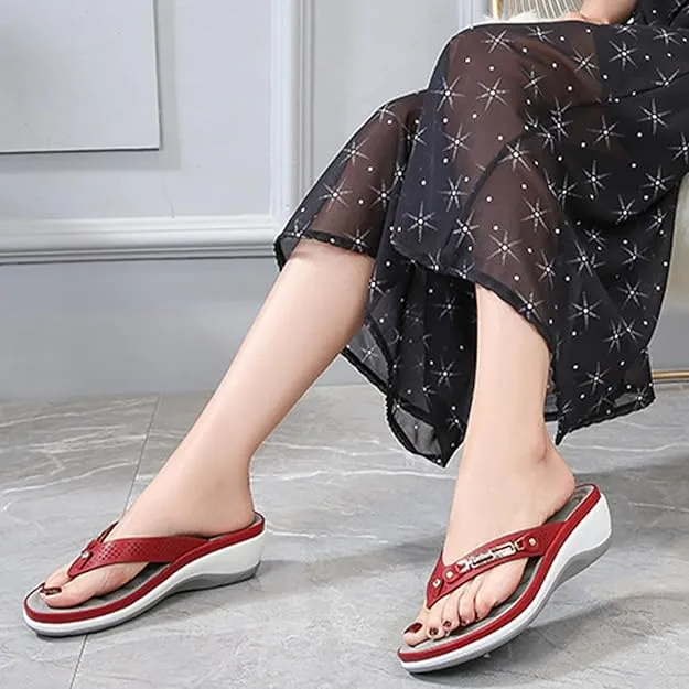 NEW Orthopedic Sandals For Women, Slip On Wedge Sandals For Women, Comfortable Flip Flops Open Toe Sandals, Red, Sz 6