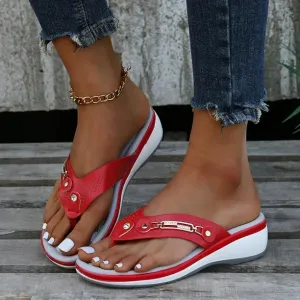 NEW Orthopedic Sandals For Women, Slip On Wedge Sandals For Women, Comfortable Flip Flops Open Toe Sandals, Red, Sz 6