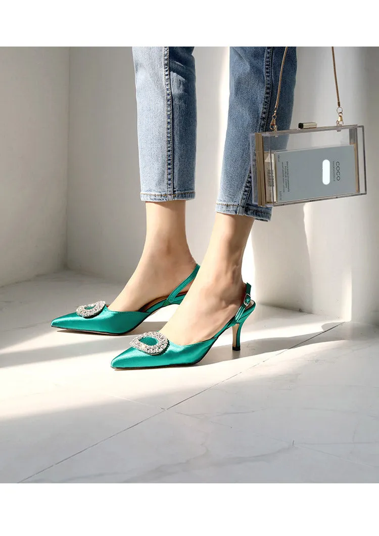 new stiletto pointed high heel rhinestone buckle