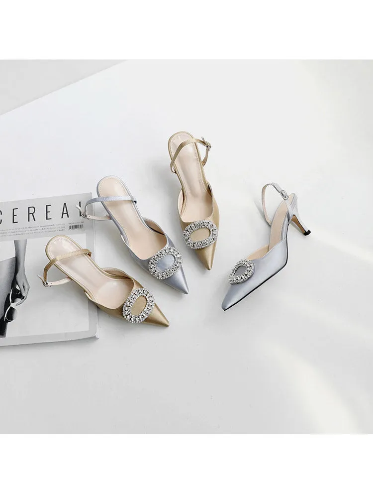 new stiletto pointed high heel rhinestone buckle