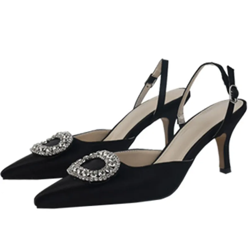 new stiletto pointed high heel rhinestone buckle