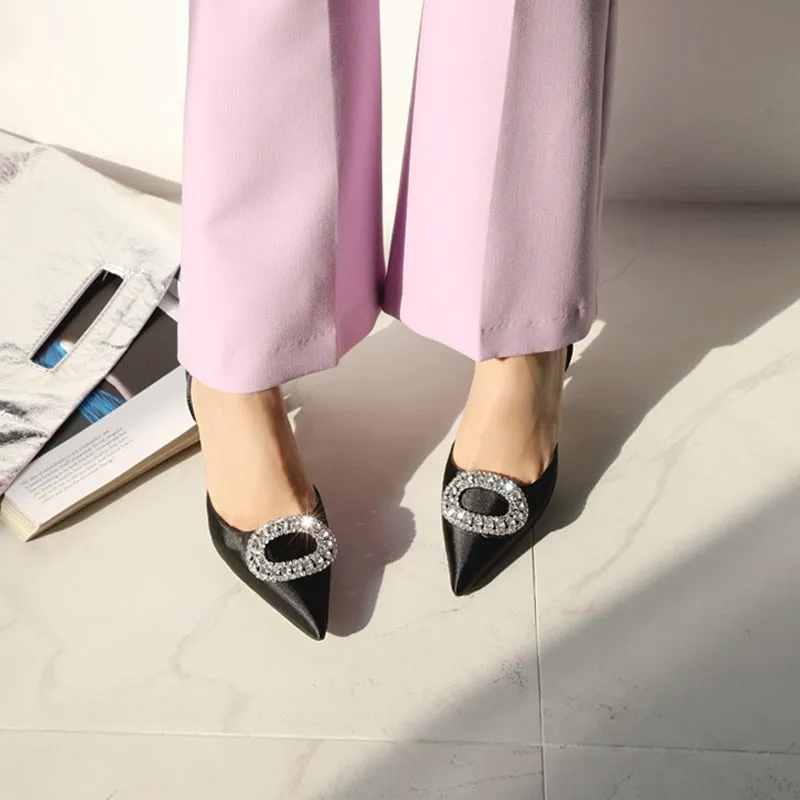 new stiletto pointed high heel rhinestone buckle