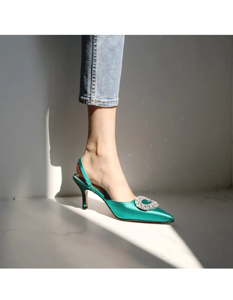 new stiletto pointed high heel rhinestone buckle