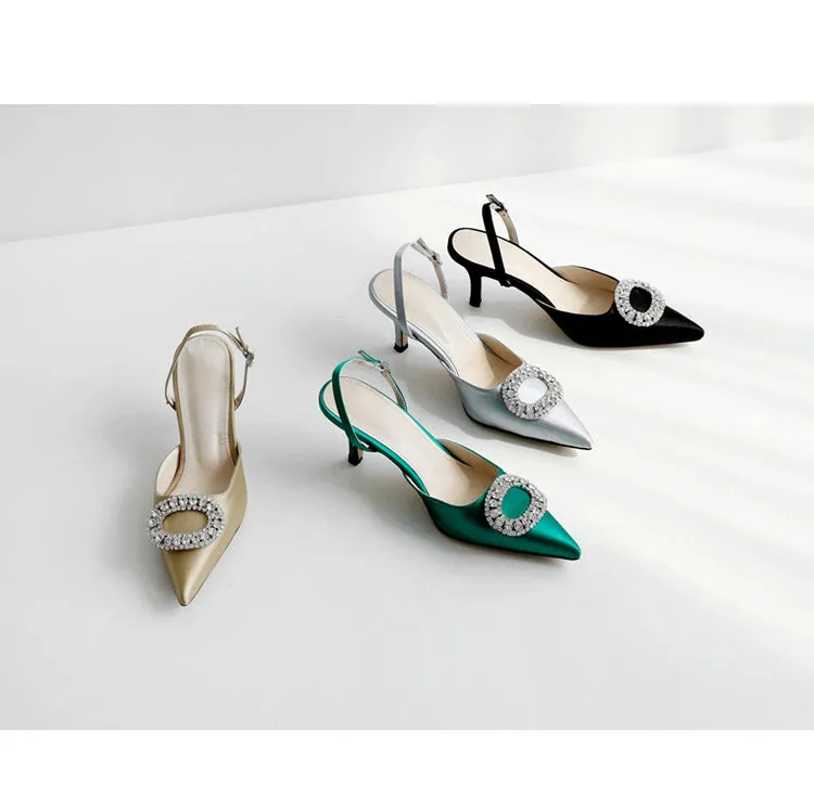 new stiletto pointed high heel rhinestone buckle