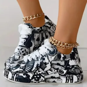 New Summer Hand-painted Graffiti Casual Women Sneakers