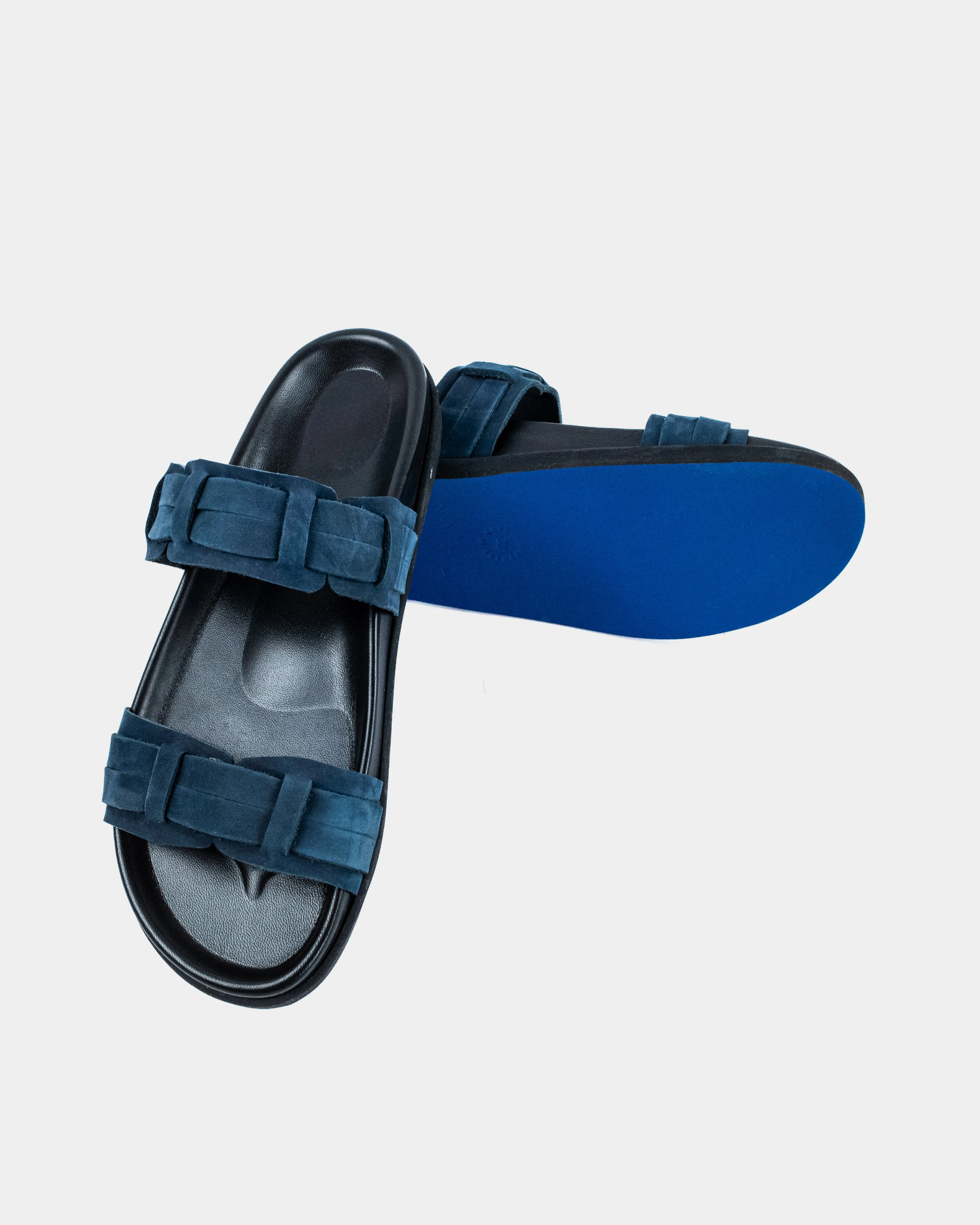 NISYROS FOOTBED - BLACK/NAVY SUEDE