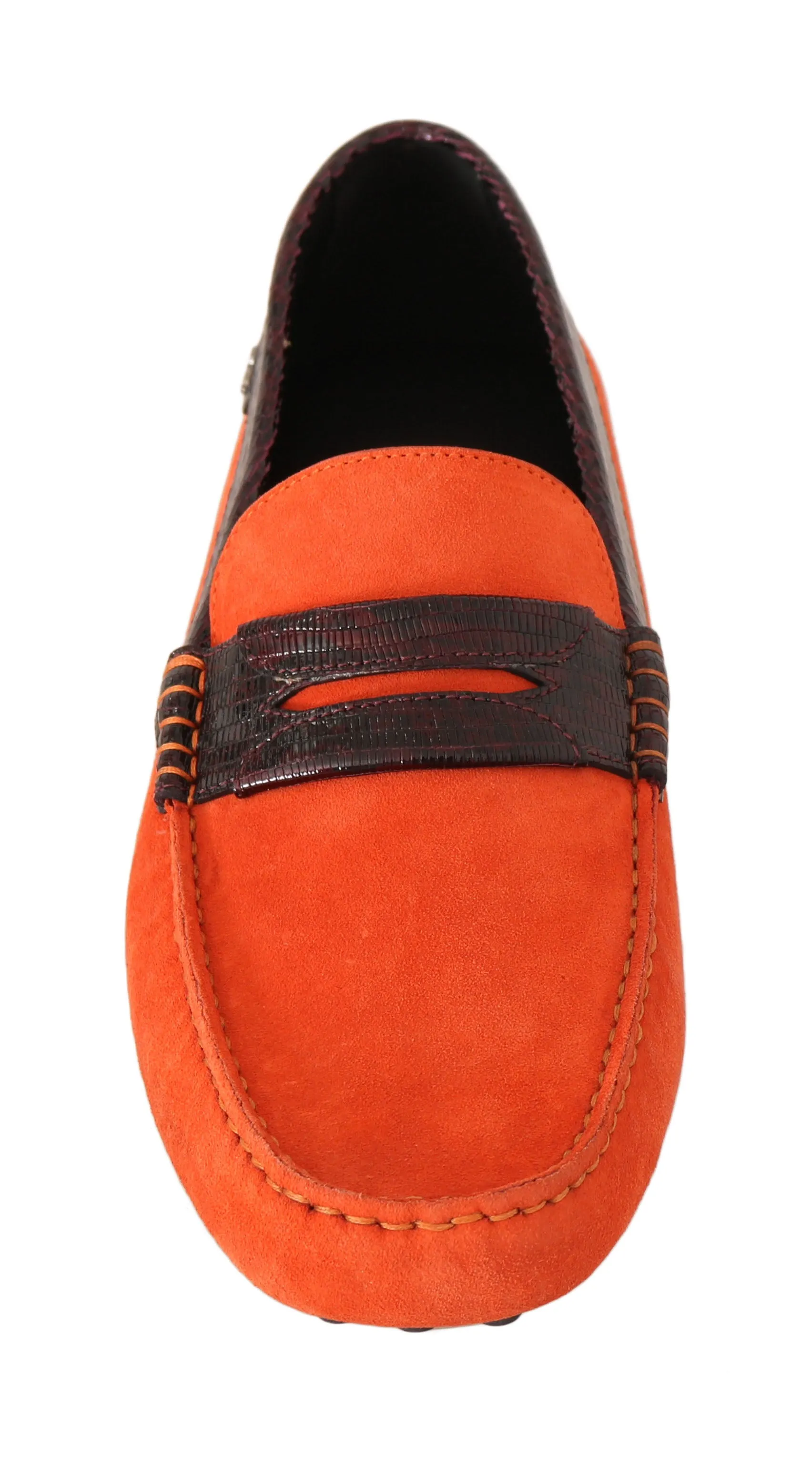Orange Suede Leather Casual Loafers