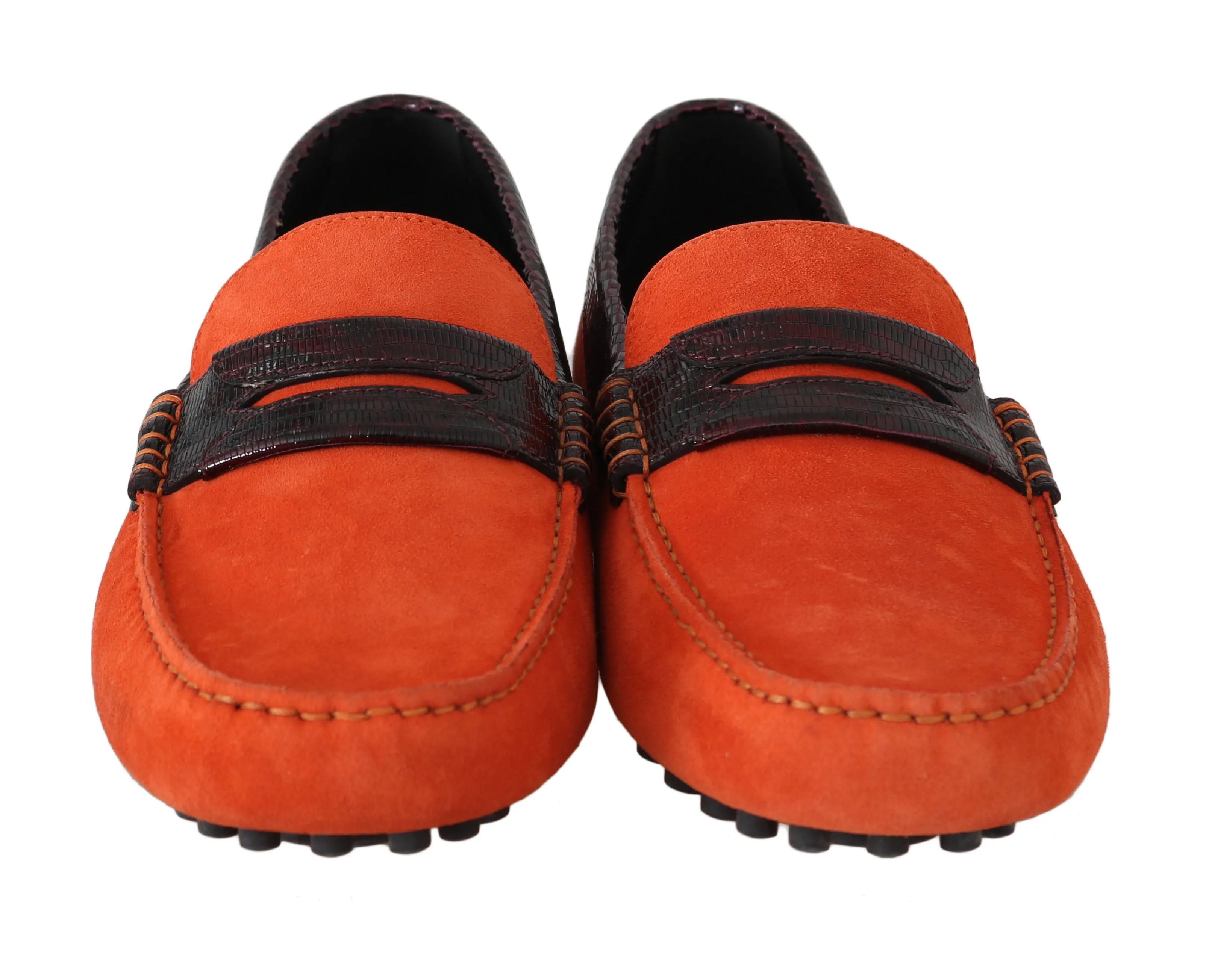 Orange Suede Leather Casual Loafers
