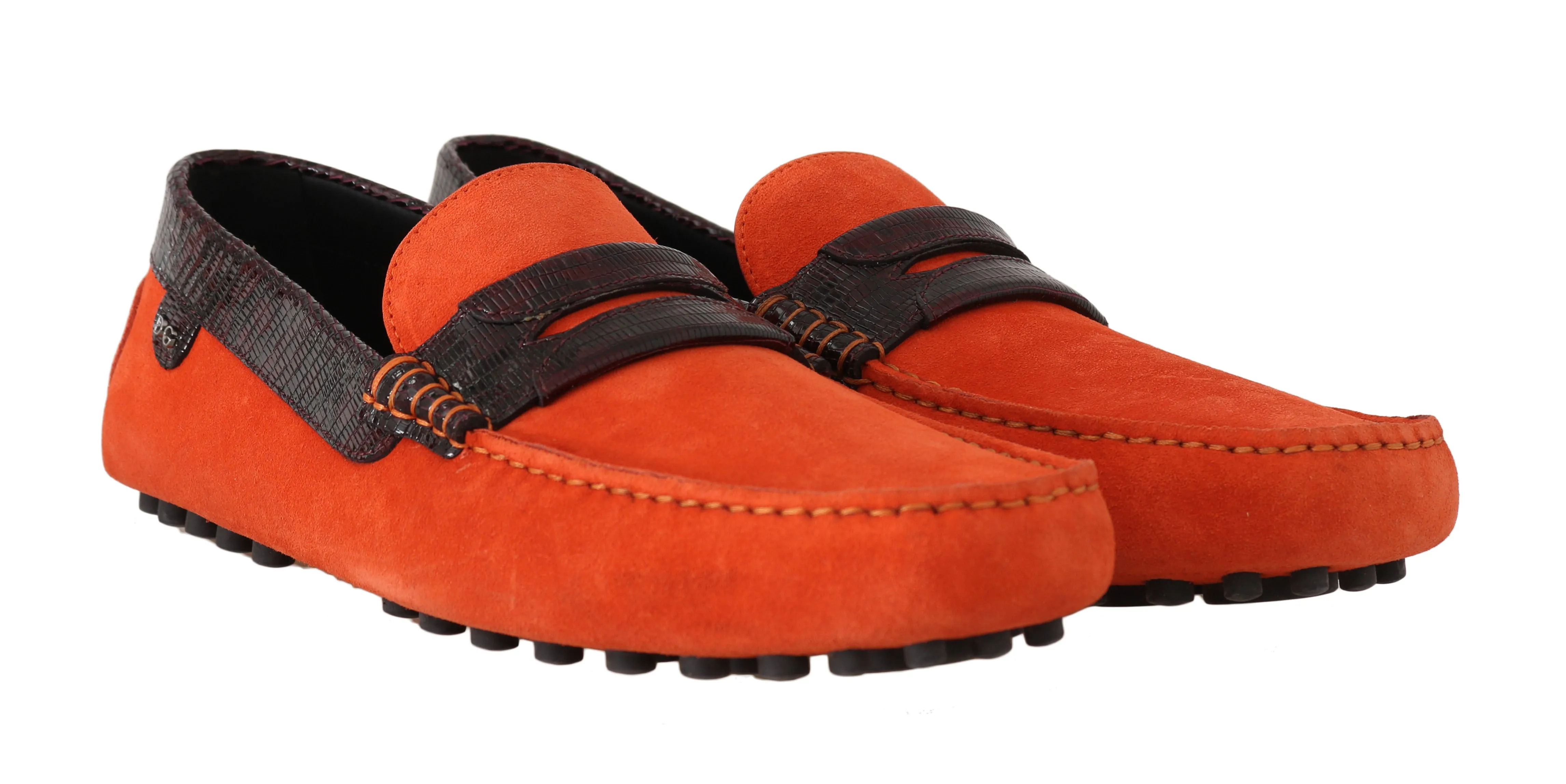 Orange Suede Leather Casual Loafers