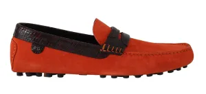 Orange Suede Leather Casual Loafers