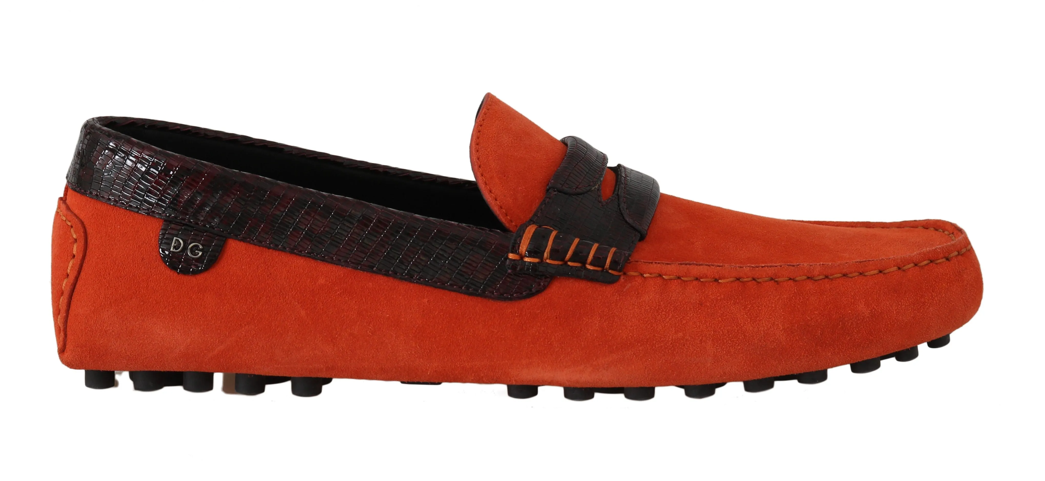 Orange Suede Leather Casual Loafers