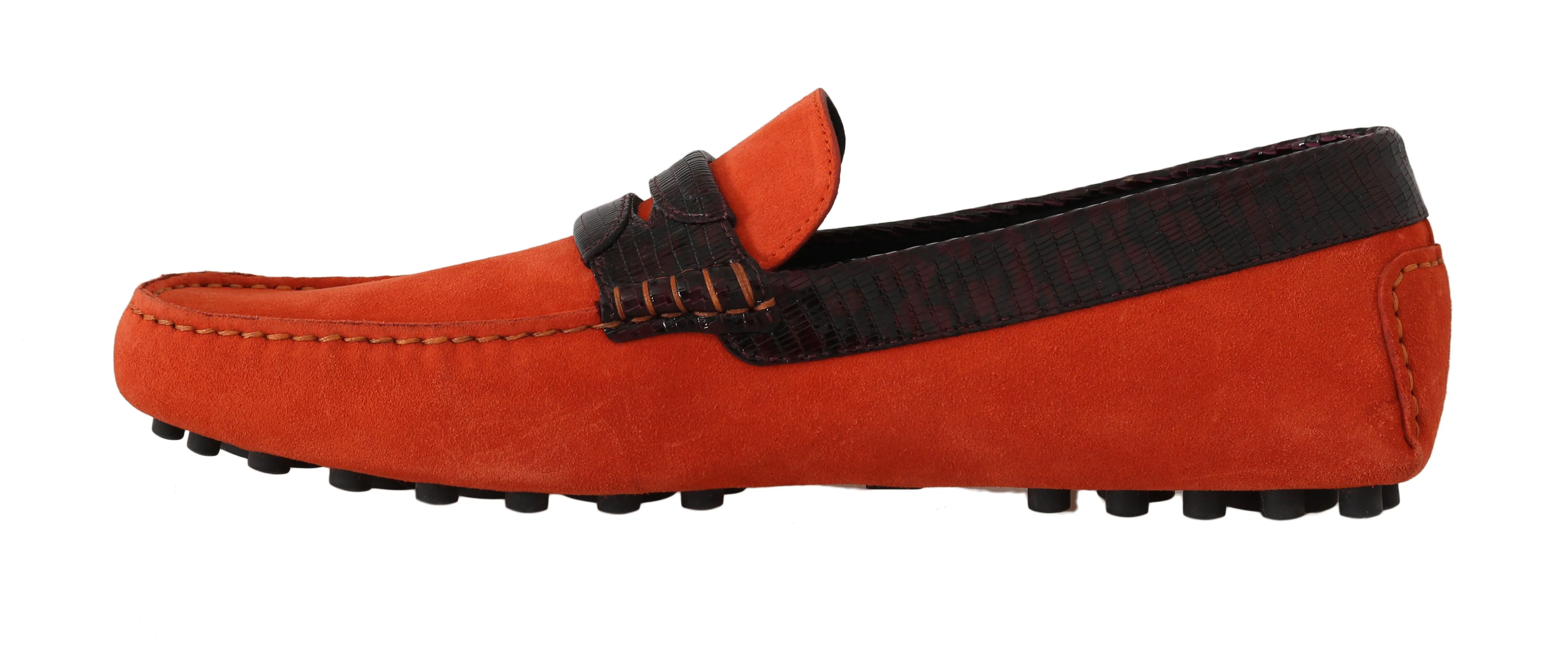 Orange Suede Leather Casual Loafers