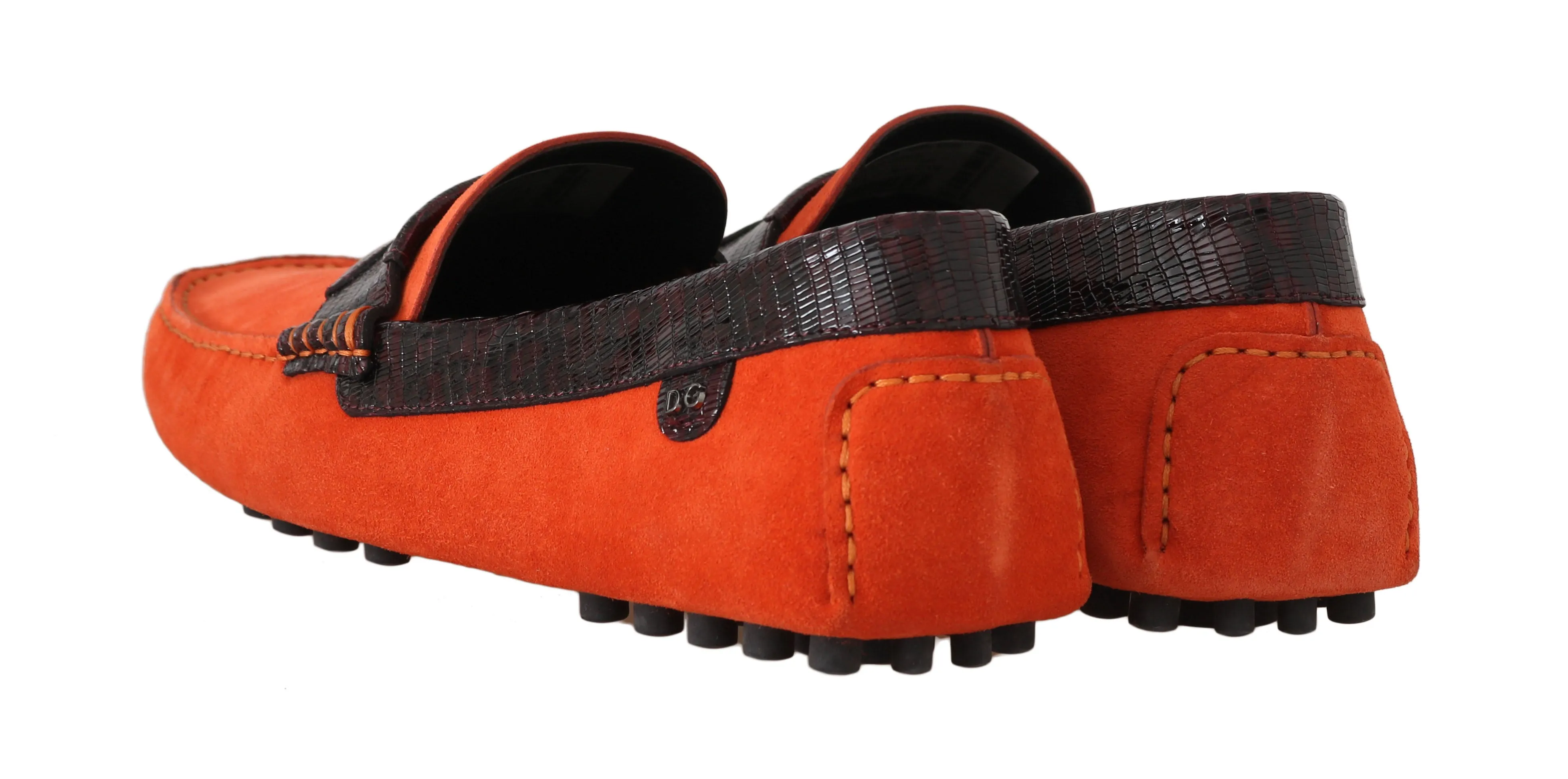 Orange Suede Leather Casual Loafers