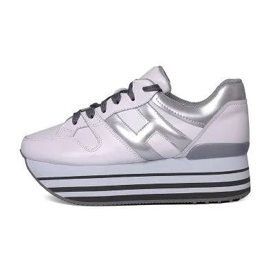 Paillette Sneakers Rainbow Height Increasing Shoes Woman Casual Laces up Platform Sneakers Girls Genuine Leather Ladies Shoes