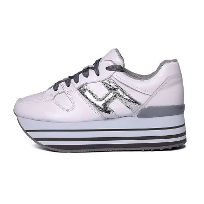 Paillette Sneakers Rainbow Height Increasing Shoes Woman Casual Laces up Platform Sneakers Girls Genuine Leather Ladies Shoes